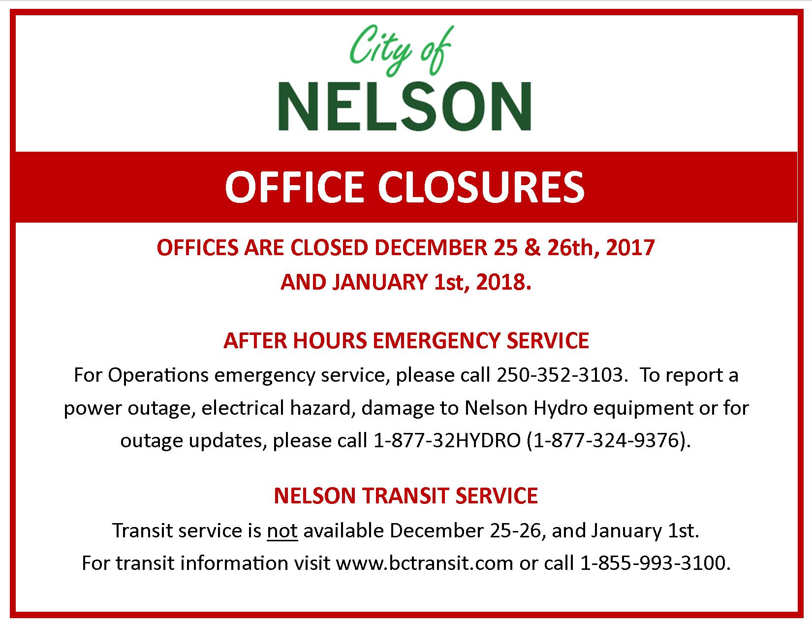 holiday office closures