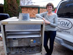 Mary Collodel by a van