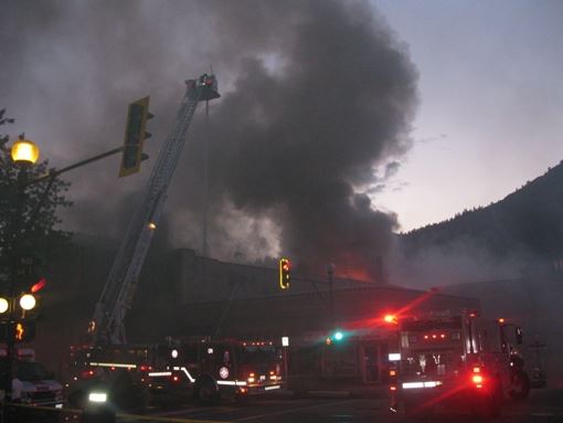 Fire progresses in early evening Baker Street and Ward Street