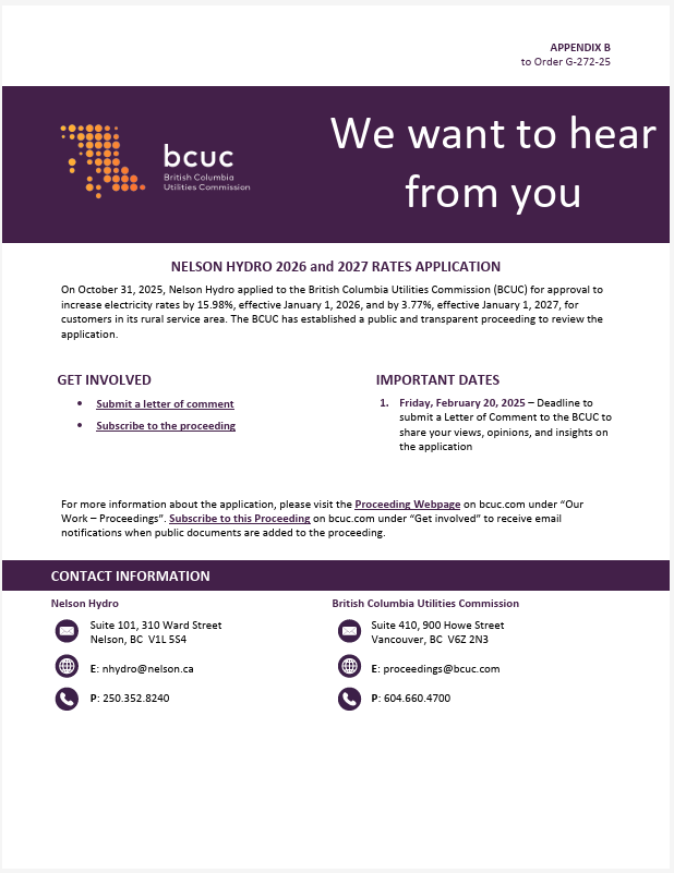BCUC Proceeding Advertisement